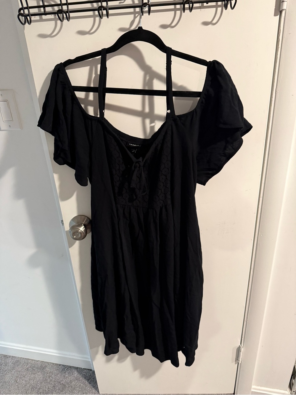 torrid Black Off-Shoulder Lace-Detail Midi Dress